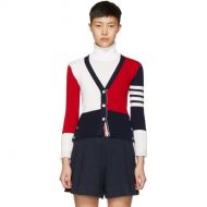 Thom Browne Tricolor Classic V-Neck Funmix Cardigan