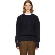 Thom Browne Navy Fun Mix Chunky Cable Knit Crewneck Sweater