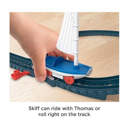  Thomas & Friends Motorized Toy Train Set Bridge Lift Thomas & Skiff with Track & Push-Along Boat for Preschool Kids Ages 3+ Years