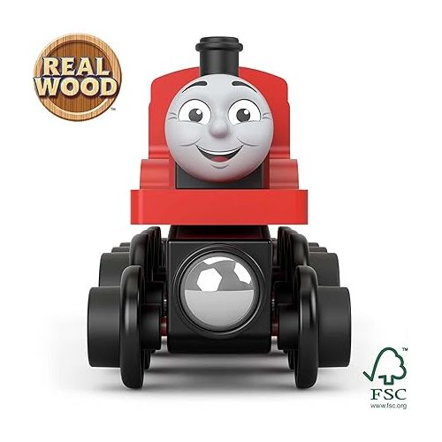  Thomas & Friends Wooden Railway Toy Train James Push-Along Wood Engine & Coal Car for Toddlers & Preschool Kids Ages 2+ Years (Amazon Exclusive)