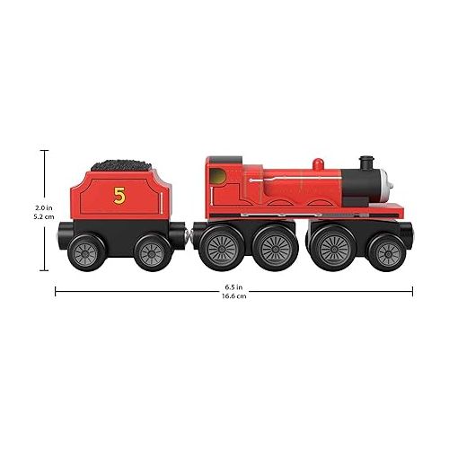  Thomas & Friends Wooden Railway Toy Train James Push-Along Wood Engine & Coal Car for Toddlers & Preschool Kids Ages 2+ Years (Amazon Exclusive)