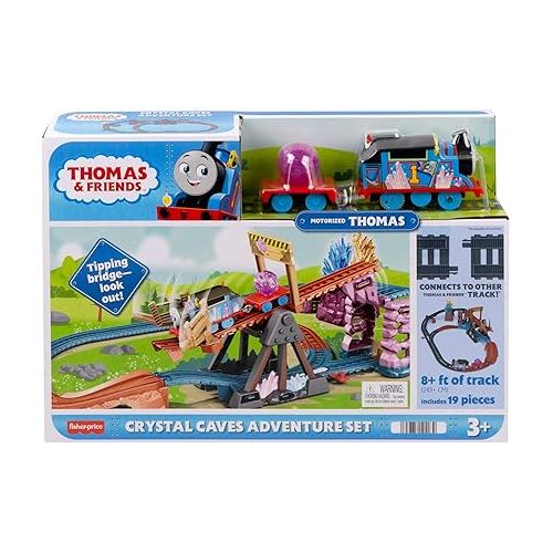  Thomas & Friends Motorized Toy Train Set Crystal Caves Adventure with Thomas, Tipping Bridge & 8 Ft of Track for Kids Ages 3+ Years