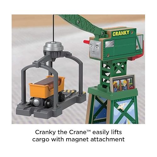  Thomas & Friends Wooden Railway Toy Train Set Brendam Docks Wood Playset with Cranky The Crane for Preschool Kids Ages 3+ Years (Amazon Exclusive)