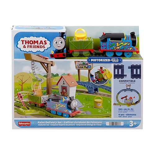  ?Thomas & Friends Motorized Toy Train Set Paint Delivery with Thomas & Troublesome Truck for Pretend Play Preschool Kids Ages 3+ Years