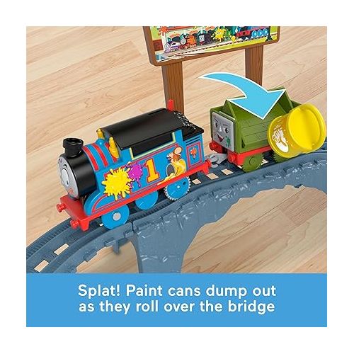  ?Thomas & Friends Motorized Toy Train Set Paint Delivery with Thomas & Troublesome Truck for Pretend Play Preschool Kids Ages 3+ Years