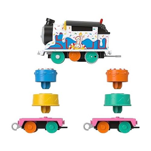  Thomas & Friends Motorized Toy Train, Wobbly Cake Thomas Engine with Cargo Cars & Pieces for Pretend Play Preschool Kids?Ages 3+ Years