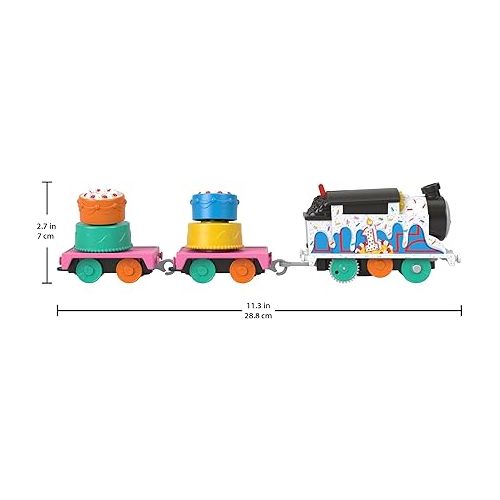  Thomas & Friends Motorized Toy Train, Wobbly Cake Thomas Engine with Cargo Cars & Pieces for Pretend Play Preschool Kids?Ages 3+ Years