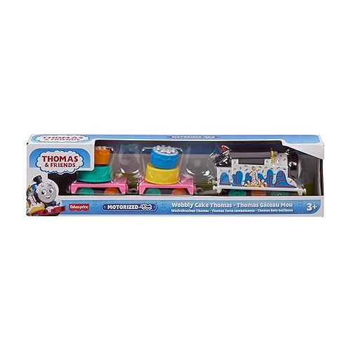  Thomas & Friends Motorized Toy Train, Wobbly Cake Thomas Engine with Cargo Cars & Pieces for Pretend Play Preschool Kids?Ages 3+ Years