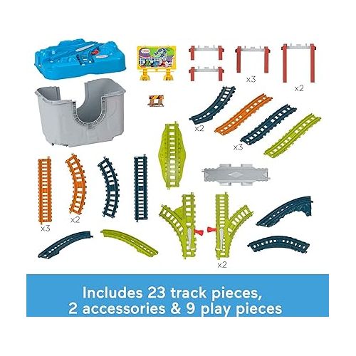  Thomas & Friends Toy Train Tracks Set, Connect & Build Bucket, 34-Piece Expansion Pack for Diecast & Motorized Trains, Age 3+ Years