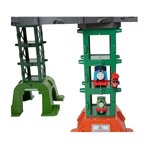 Thomas & Friends Train Set, Super Station, Extra Large Race Track with Motorized Thomas, Diecast Percy & MINIS James for Ages 3+ Years