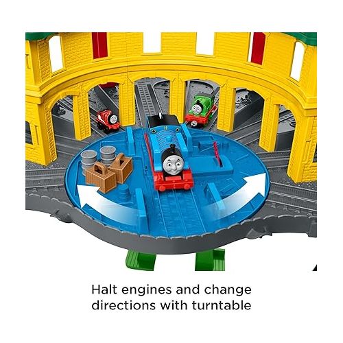  Thomas & Friends Toy Train Set, Super Station, Extra Large Race Track with Motorized Thomas, Diecast Percy & MINIS James for Ages 3+ Years