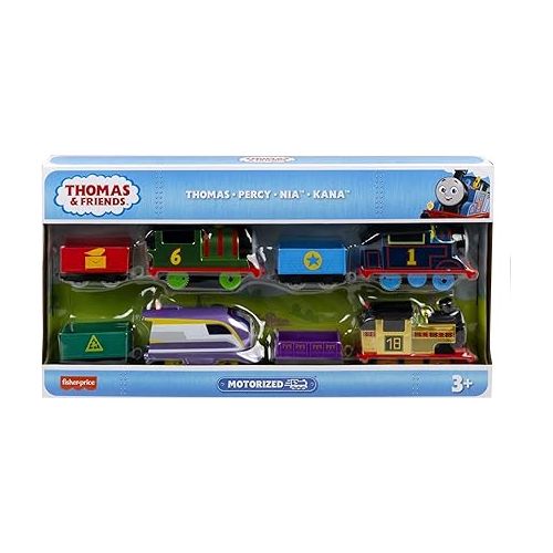  Thomas & Friends Toy Train 4-Pack with Thomas Nia Percy & Kana Motorized Engines for Preschool Kids Ages 3+ Years