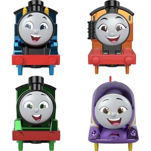  Thomas & Friends Toy Train 4-Pack with Thomas Nia Percy & Kana Motorized Engines for Preschool Kids Ages 3+ Years