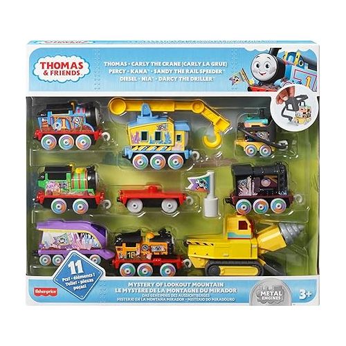  Thomas & Friends Diecast Toy Train Set Mystery of Lookout Mountain Track Playset with 7 Push-Along Engines for Kids Ages 3+ Years