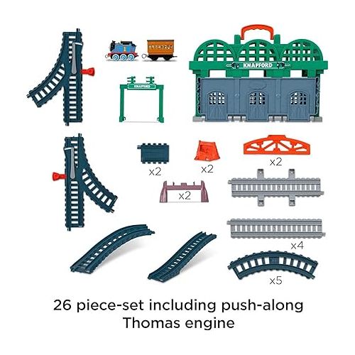  Thomas & Friends Diecast Toy Train & Track Set Knapford Station 2-in-1 Playset & Storage Case for Preschool Kids Ages 3+ Years?