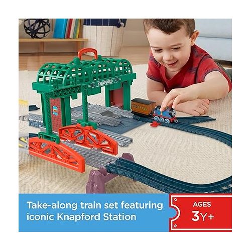 Thomas & Friends Diecast Toy Train & Track Set Knapford Station 2-in-1 Playset & Storage Case for Preschool Kids Ages 3+ Years?