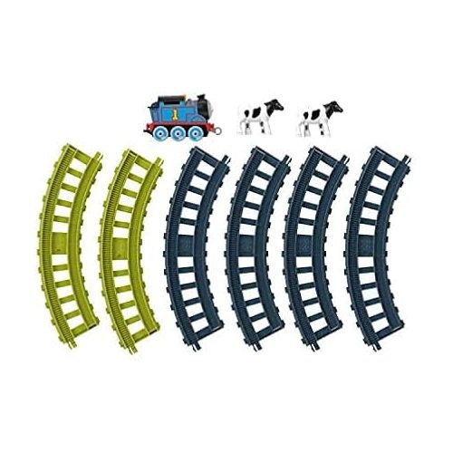  Thomas and Friends Push Along Track Bundle- 5 Pc Set with 2 Thomas Push Along Trains and Tracks, Percy Train, Daniel Tiger Stickers, More | Thomas The Train Track Kit