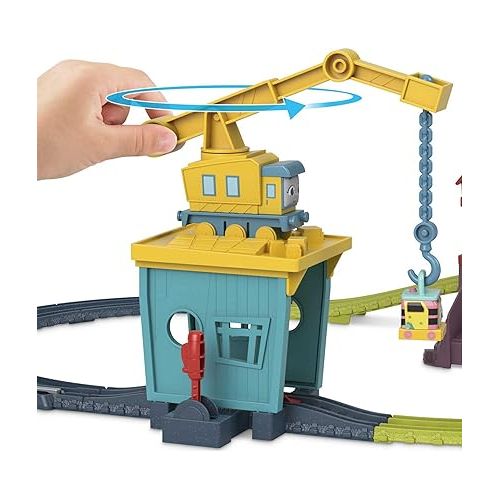  Thomas & Friends Motorized Toy Train Set Fix 'em Up Friends with Carly the Crane, Sandy the Rail Speeder & Thomas for Preschool Kids Ages 3+ Years ?