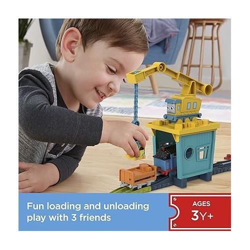  Thomas & Friends Motorized Toy Train Set Fix 'em Up Friends with Carly the Crane, Sandy the Rail Speeder & Thomas for Preschool Kids Ages 3+ Years ?