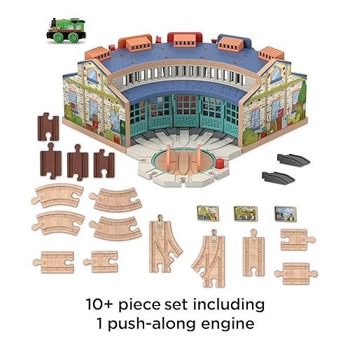  Thomas & Friends Wooden Railway Toy Train Track Tidmouth Sheds Starter Set with Percy Wood Engine for Ages 3+ Years (Amazon Exclusive)