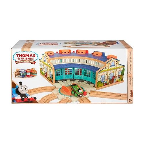  Thomas & Friends Wooden Railway Toy Train Track Tidmouth Sheds Starter Set with Percy Wood Engine for Ages 3+ Years (Amazon Exclusive)
