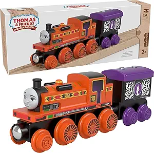 Thomas & Friends Wooden Railway Toy Train Nia Push-Along Wood Engine & Cargo Car for Toddlers & Preschool Kids Ages 2+ Years (Amazon Exclusive)