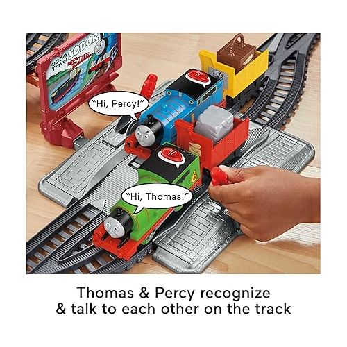  Thomas & Friends Toy Train Set Talking Thomas and Percy Motorized Engines with Track for Preschool Kids Ages 3+ Years (Amazon Exclusive)