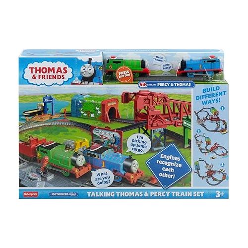  Thomas & Friends Toy Train Set Talking Thomas and Percy Motorized Engines with Track for Preschool Kids Ages 3+ Years (Amazon Exclusive)