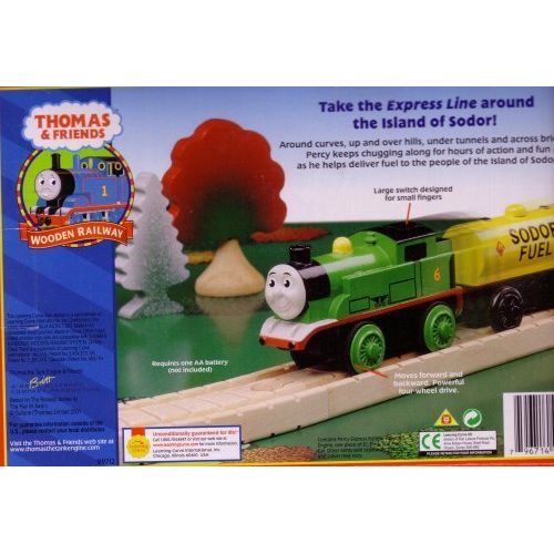  Thomas & Friends Wooden Railway - Battery-Powered Percy Express Pack with Sodor Fuel Car