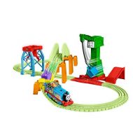 Thomas & Friends Trackmaster Hyper Glow Night Delivery Playset GGL75, Thomas The Tank Engine & Friends, Glowing Track Pieces, Cranky The Crane, Multicoloured