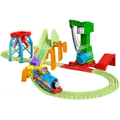  Thomas & Friends Trackmaster Hyper Glow Night Delivery Playset GGL75, Thomas The Tank Engine & Friends, Glowing Track Pieces, Cranky The Crane, Multicoloured