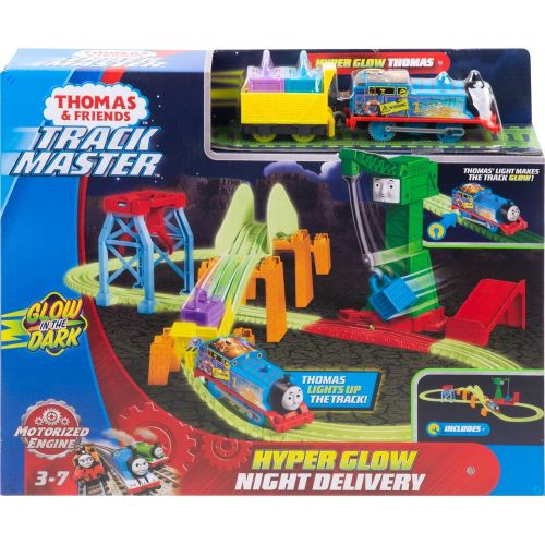  Thomas & Friends Trackmaster Hyper Glow Night Delivery Playset GGL75, Thomas The Tank Engine & Friends, Glowing Track Pieces, Cranky The Crane, Multicoloured