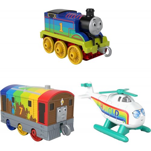  토마스와친구들 기차 장난감Thomas & Friends Thomas, Toby & Harold Set ? Push-Along Rainbow Train Engines and Helicopter Vehicle for Preschool Kids Ages 3 Years and Up