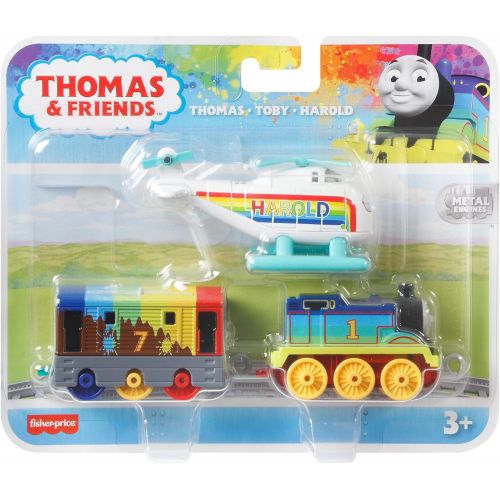  토마스와친구들 기차 장난감Thomas & Friends Thomas, Toby & Harold Set ? Push-Along Rainbow Train Engines and Helicopter Vehicle for Preschool Kids Ages 3 Years and Up