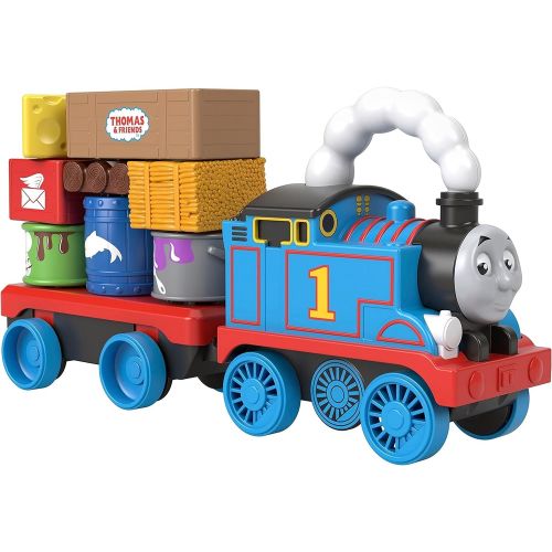  토마스와친구들 기차 장난감Thomas & Friends Wobble Cargo Stacker Train, Push-Along Engine with Stacking Blocks for Toddlers and Kids Ages 2 Years and up