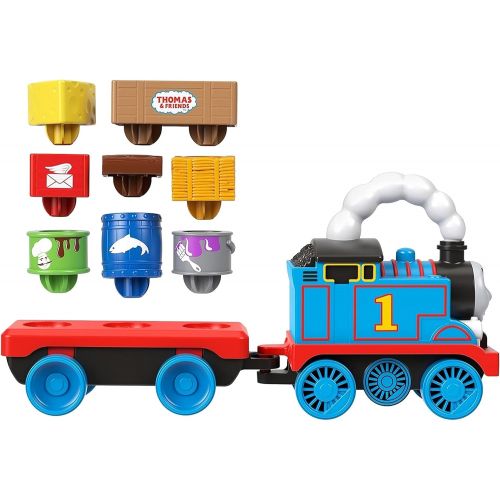  토마스와친구들 기차 장난감Thomas & Friends Wobble Cargo Stacker Train, Push-Along Engine with Stacking Blocks for Toddlers and Kids Ages 2 Years and up