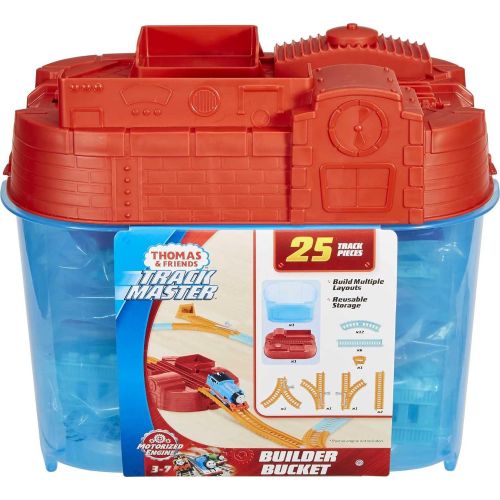  토마스와친구들 기차 장난감Thomas & Friends TrackMaster Builder Bucket, Storage Container With 25 Train Track and Play Pieces for Preschool Kids