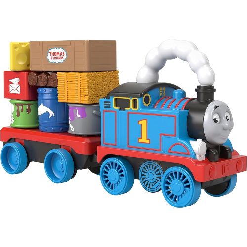  Thomas & Friends Wobble Cargo Stacker Train, Push-Along Engine with Stacking Blocks for Toddlers and Kids Ages 2 Years and up