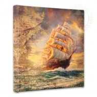 Thomas Kinkade Courageous Voyage Map Collage- 14 x 14 Gallery Wrapped Canvas