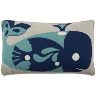 Thomas Paul thomaspaul Whale Pillow, 12-Inch by 20-Inch, Aqua