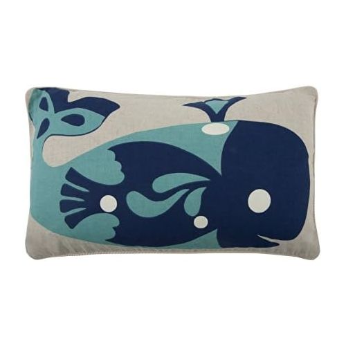  Thomas Paul thomaspaul Whale Pillow, 12-Inch by 20-Inch, Aqua