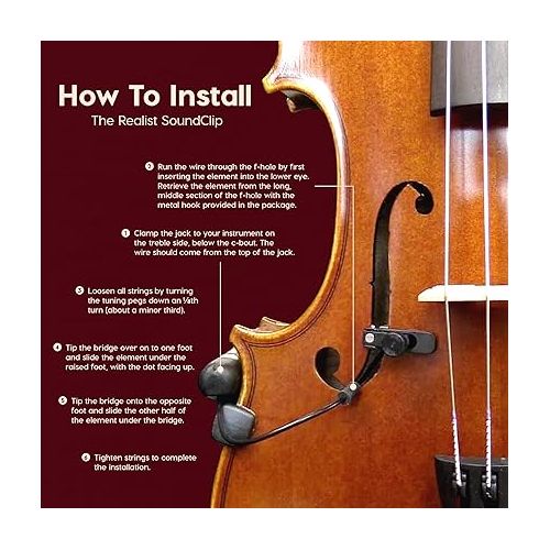  The Realist RLSTVSC - SoundClip Pickup for Violin & Viola - Instant Authentic Acoustic Sound - Easy To Mount - Adjusting Placement - USA Made