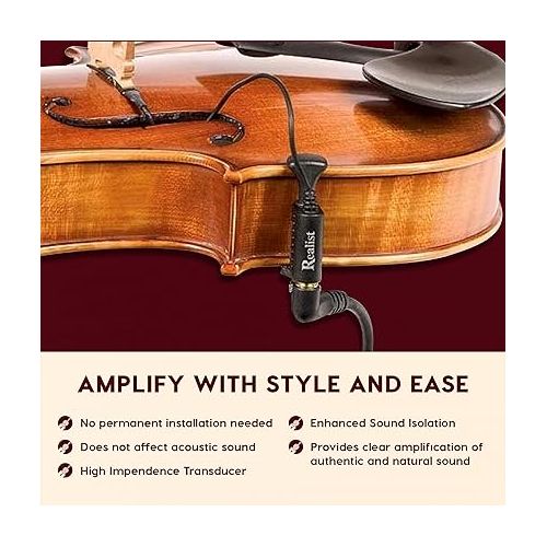  The Realist RLSTVSC - SoundClip Pickup for Violin & Viola - Instant Authentic Acoustic Sound - Easy To Mount - Adjusting Placement - USA Made