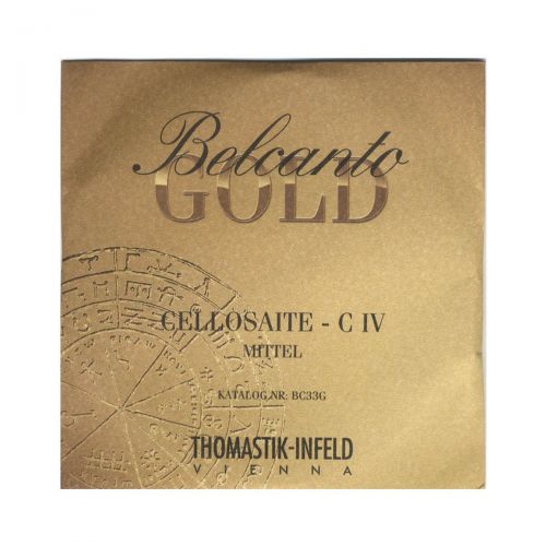  Thomastik-Infeld BC33G Belcanto Gold Cello Strings, Single C String, BC33G, 4/4 Size, Rope Core Tungsten/Multialloy Wound