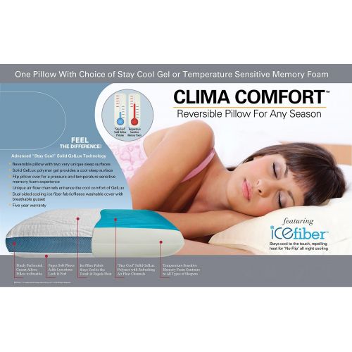  Broyhill Clima Comfort Cooling Gel Memory Foam Reversible Bed Pillow, Pack of 2