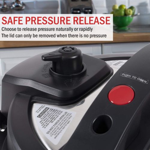  [아마존베스트]Thomson TFPC607 9-in-1 Pressure, Slow Cooker, Air Fryer and More | Dual Lid with 6.5 QT Capacity, Digital Touch Display, Included Cooking Accessories, Stainless Steel