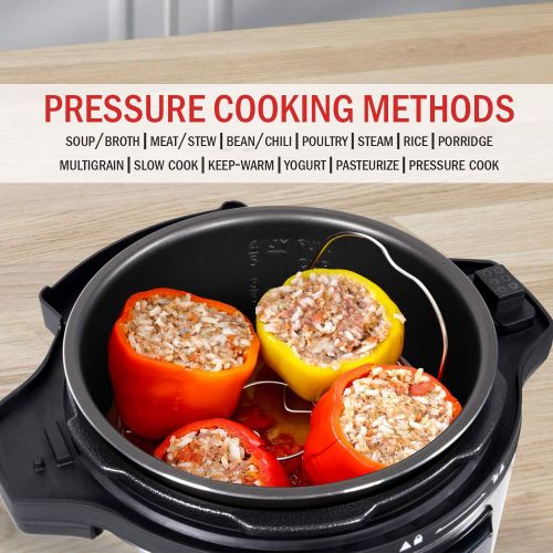  [아마존베스트]Thomson TFPC607 9-in-1 Pressure, Slow Cooker, Air Fryer and More | Dual Lid with 6.5 QT Capacity, Digital Touch Display, Included Cooking Accessories, Stainless Steel