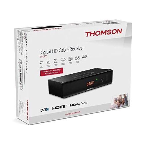  THOMSON THC301 HD Receiver for Digital Cable TV DVB C Full HD (HDTV, HDMI, SCART, USB, Media Player) Black