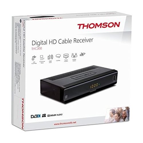  THOMSON THC300 HD Receiver for Digital Cable TV DVB C Full HD (HDTV, HDMI, SCART, USB, Media Player) Black