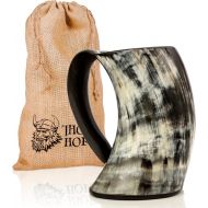 [아마존핫딜][아마존 핫딜] Thor Horn Drinking Horn Mug with Acrylic Base - Genuine Handcrafted Viking Horn Cup for Mead, Ale and Beer - Original Medieval Tankard with Burlap Gift Sack